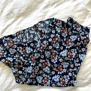 Worn once navy/multi floral high-low skirt from LOFT size L